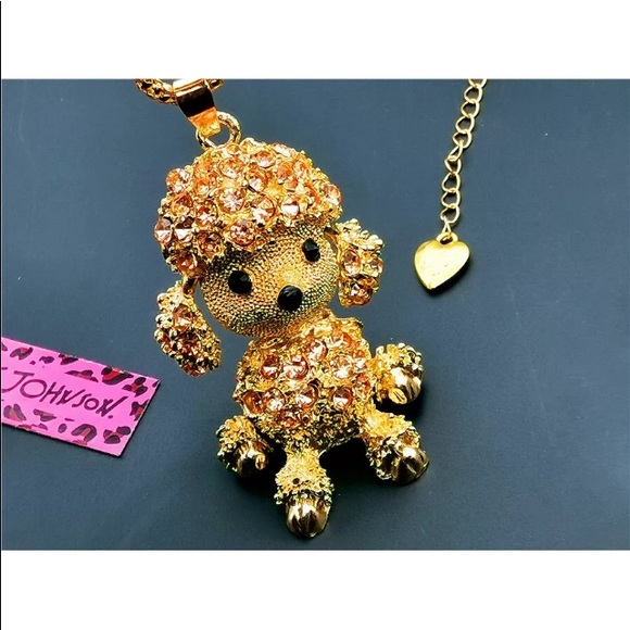 🐶 💛NWT BETSEY JOHNSON RHINESTONE PUPPY NECKLACE - Picture 2 of 8
